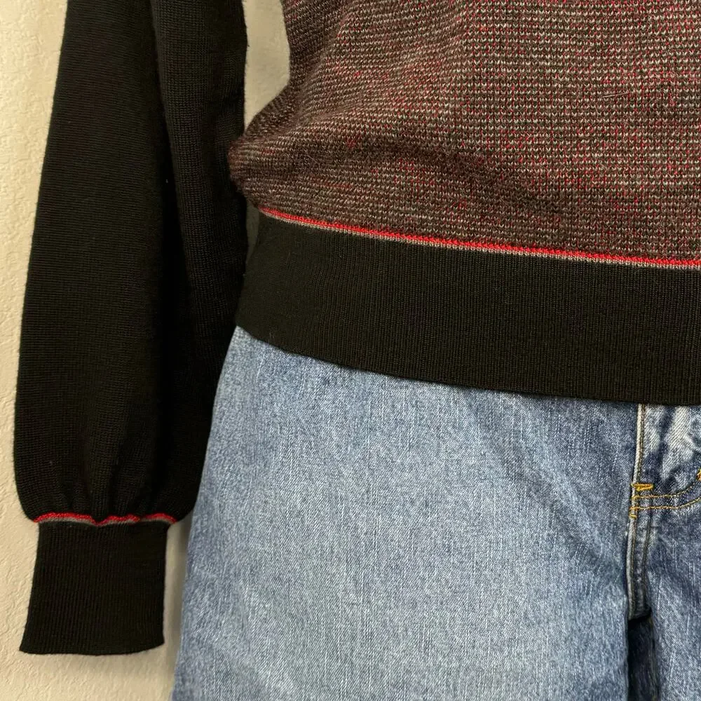 Vintage St. Croix V-Neck Wool Sweater Red Black Size Large